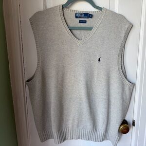 Ralph Lauren Polo Light Gray V-Neck Sweater Vest Size XL